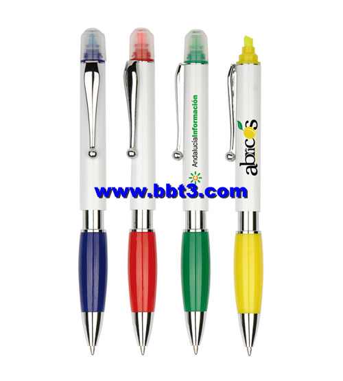 Top selling promotional click ballpen with highlighter