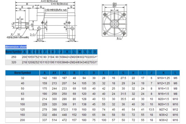 Pnumatic standard double action cylinder airtac cylinder aluminium tube cylinder china air execution units SU 50-100