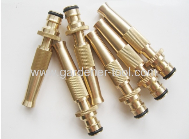 Brass 2-pattern hose nozzle with male connector for joint snap-in quick connector directly