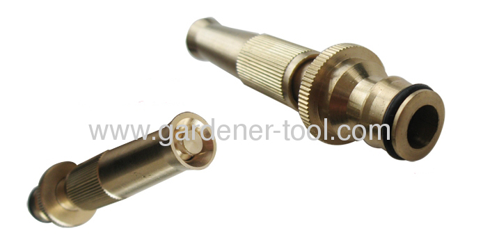 Brass 2-pattern hose nozzle with male connector for joint snap-in quick connector directly