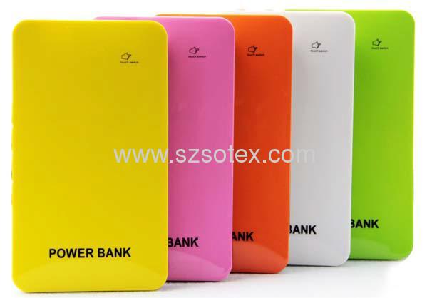 Thin portable power bank with touch switch