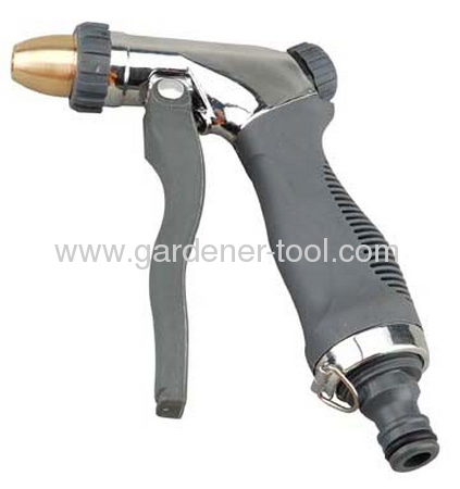 Metal 2-Pattern Garden Spray Nozzle With Copper Nozzle and Front Pull-Lever