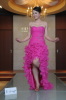 Fuchsia organza lace evening dress