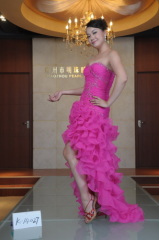 Fuchsia organza lace evening dress