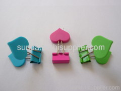 Colorful Heart Shaped Binder Clip with Plastic Panel