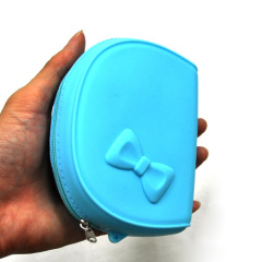 Beautiful Silicone Coin bag with Zipper & bownot