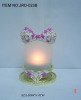 Metal candle holder with colorful crystals and painting