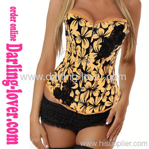 Sexy Yellow Flower Print Corset