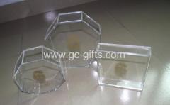 Small clear acrylic display boxes