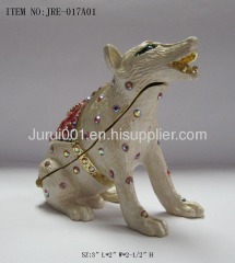 Animal shape metal jewelry box with crystals