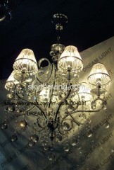 crystal shade chandelier lamp, candle light