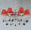 crystal candle chandelier lamp,red fabric shade