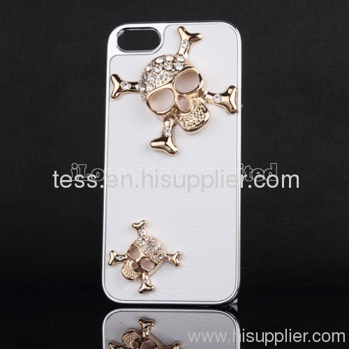 Luxury and Fashion Diamond Human skeleton Leather Cases For iPhone 5