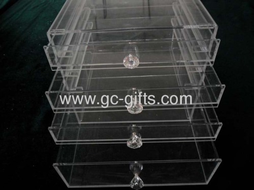 fliptop acrylic makeup boxes with diamond-shaped handles