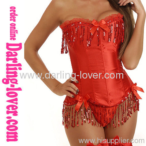 Red Sexy Beads Lace Corsets