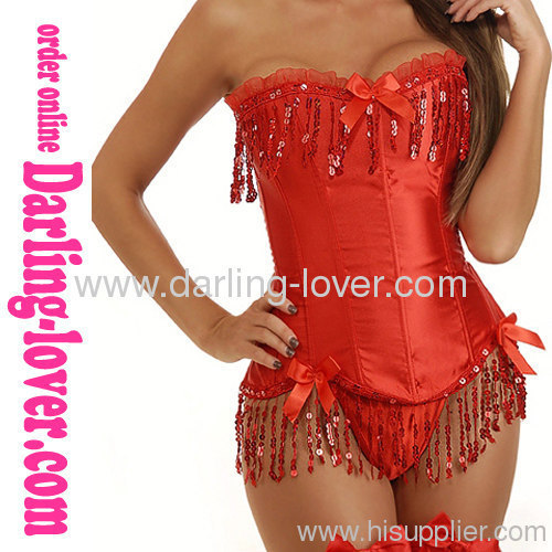 Sexy Beads Lace Red Corsets