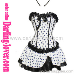 Sexy Blue Dot White Corset with Dress