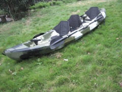 three person sit on top kayak