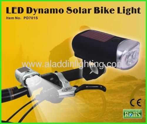 Dynamo solar powered 3 LED bike light