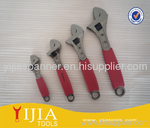 Nickel Plated with Red cushion grip adjustable wrench