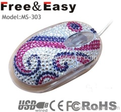 Diamond/Rhinestone/Crystal gift mouse usb cable