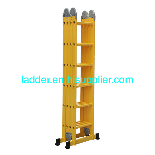 multifunctional ladder multipurpose ladder aluminum foldable ladder 4X6steps yellow color 7m 24rungs 22.97feet