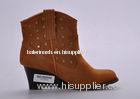 Cowboy Womens Booties Shoes With Stacked Heel , 6 Size