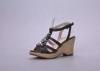 High-end Ladies Wedge Sandals , 9 Size Summer Stripe Women Black