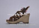 Black Ladies Wedge Sandals , 40 Size Heighten PU Espadrille Sandal