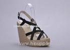 Stripe Upper Ladies Wedge Sandals , 38 Size High-end Summer