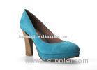 Blue High Heels Pumps Shoes , 38 Size Women Sexy Snake Thick