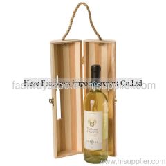 nature wooden wine box with a rope handle