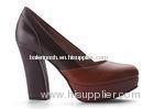 Grils High Heel Pump Shoes , 7 Size Brown Leather For Women