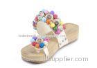 Pinpointing Leather Espadrille Wedge Sandals With Corlorful Flower