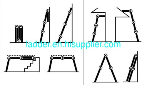 multifuncional ladder multipurpose ladder aluminum foldable ladder folding ladder hinges ladder 4X2 2.5m 8.2feet 8rungs