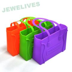 Colorful Rubber Shopping bags with embossed smile face