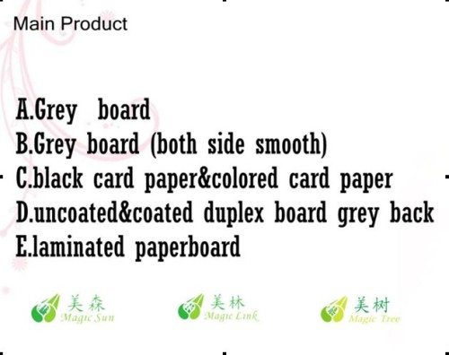 top quality dongguan green genius grey chip board