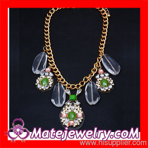 Wholesale Fashion Jewelry Glass Stone Crystal Rhinestone Flower Bib Necklace