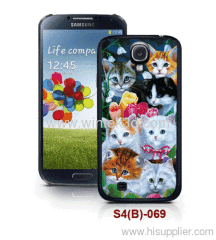Cat picture Samsung galaxy SIV case, 3d picture,pc case rubber coating, with 3d picture, multiple colors available