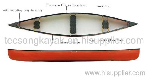3wood seat plastic canoe