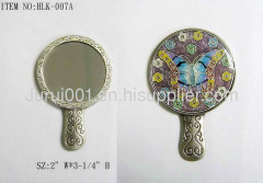 Metal pocket mirror with colorful painting