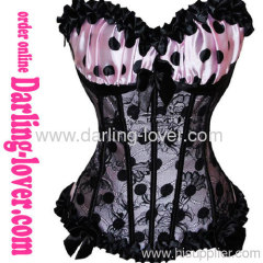 Black Dot Pink Sexy Lace Corset