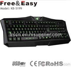 Shining OEM logo print wired LED game keyboard