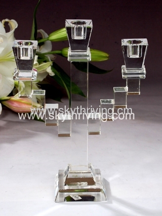 handing glass candle holder, wedding decoration crystal candlestick