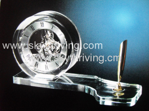 crystal clock penholder, crystal clock