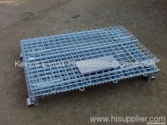 (Steel plate added)Wire Mesh Container/ Tote box /Foldable Wire Mesh Basket