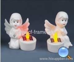 solar ceramics angel candle night light