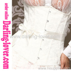 Sexy White Overbust Flower Corset