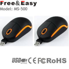 Mini size retractable 3d optical usb cable mouse