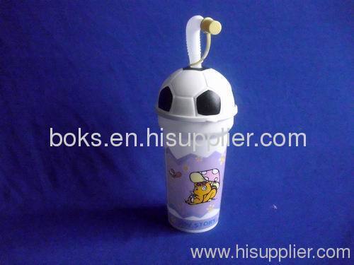 500ml plastic children water cup with straw